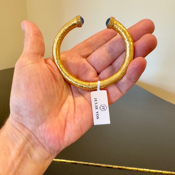 NWT Authentic Luxury Summer Spring Julie Vos Iridescent Charcoal Blue Hinge Cuff - Picture 10 of 17